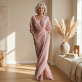 Rosa | Robe longue élégante à col portefeuille