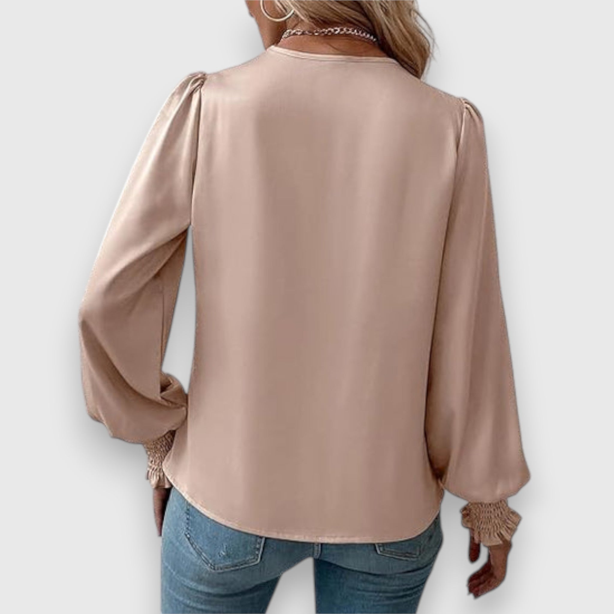 Lilou | Blouse satinée à col drapé