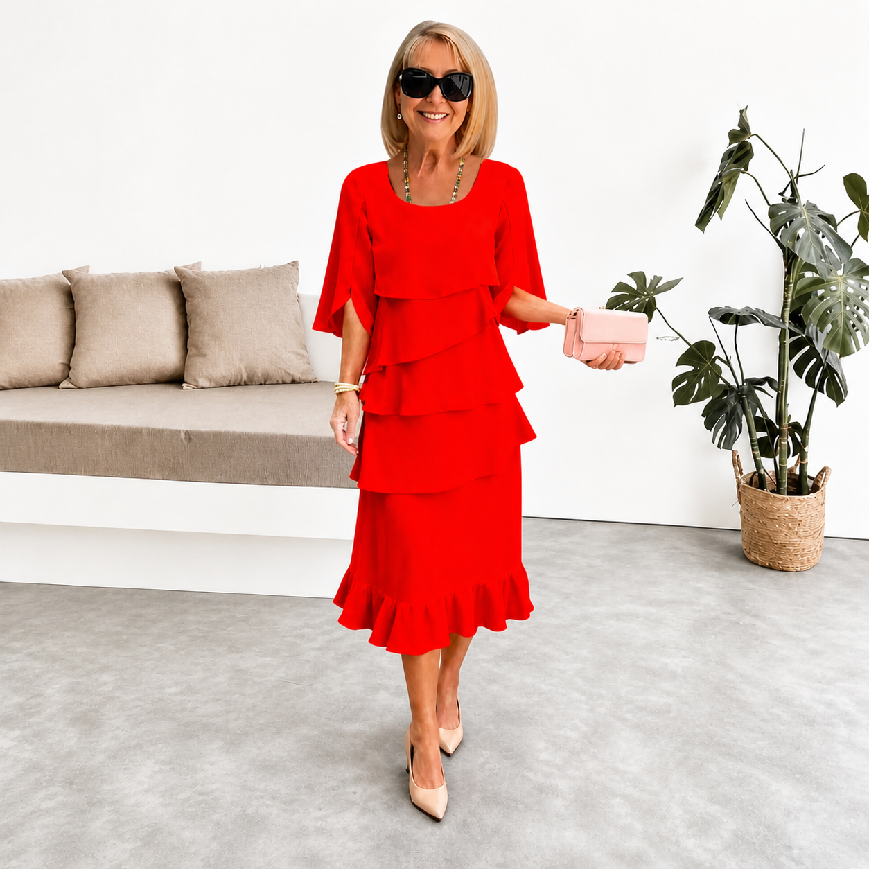 Brent | Layered Tier Midi Dress Maison Fleurine
