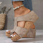Sandales Compensées Élégantes Gigi en Cuir Luxe