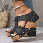 Sandales Compensées Élégantes Gigi en Cuir Luxe