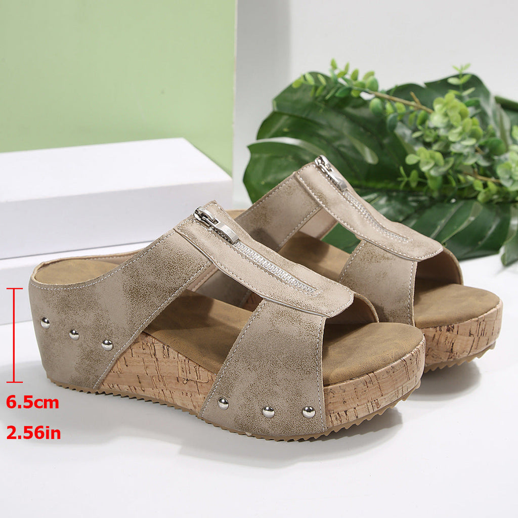 Sandales Compensées Élégantes Gigi en Cuir Luxe